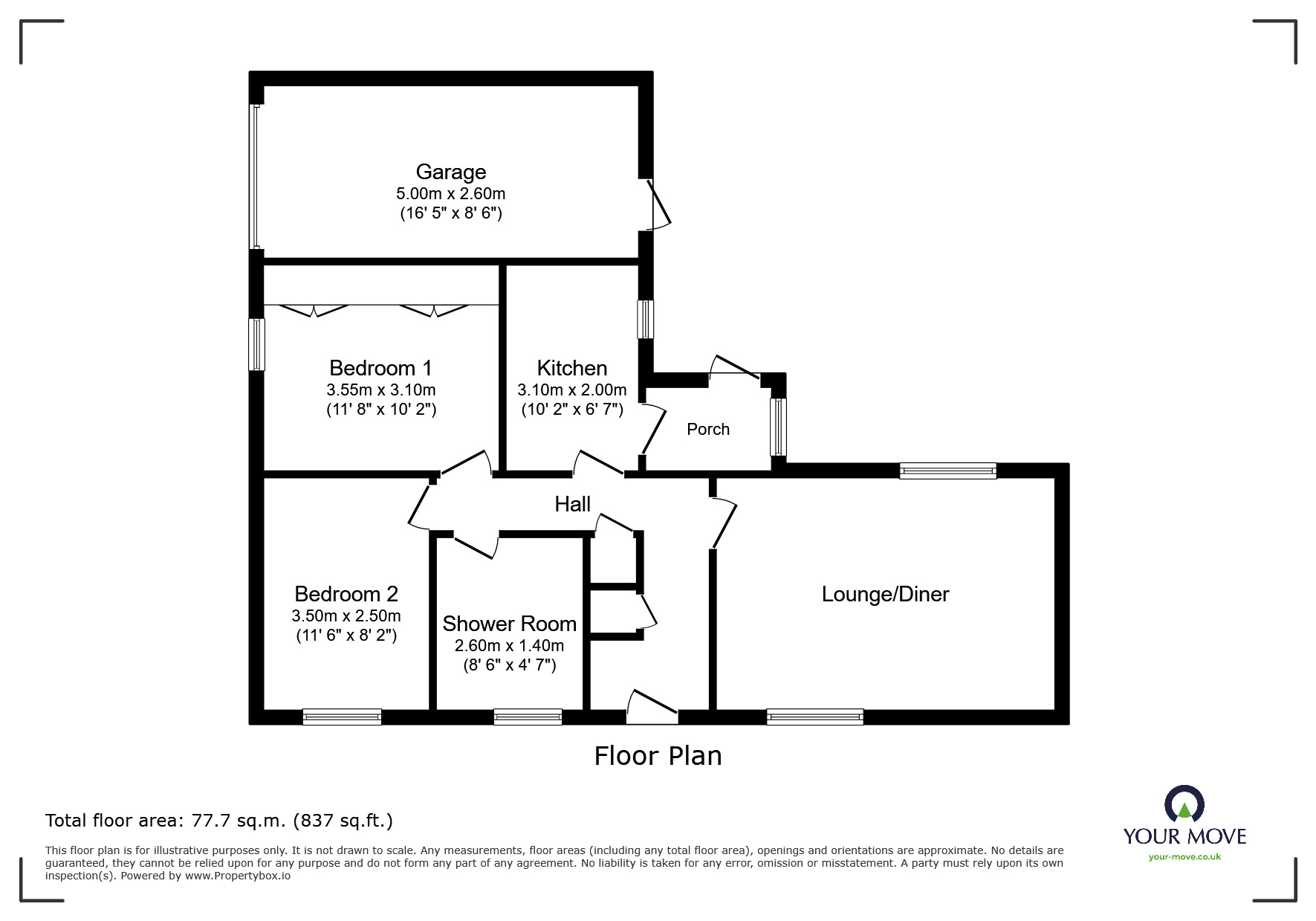 Floorplan of 2 bedroom Detached Bungalow for sale, Milgrove Crescent, High Green, Sheffield, S35