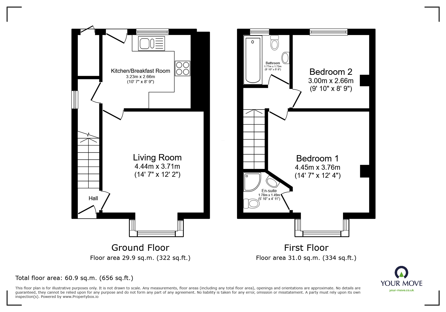 Floorplan of 2 bedroom End Terrace House for sale, Upper Wortley Road, Thorpe Hesley, South Yorkshire, S61