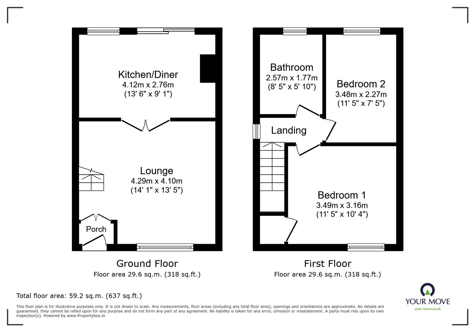Floorplan of 2 bedroom Semi Detached House to rent, Blackburn Crescent, Chapeltown, Sheffield, S35