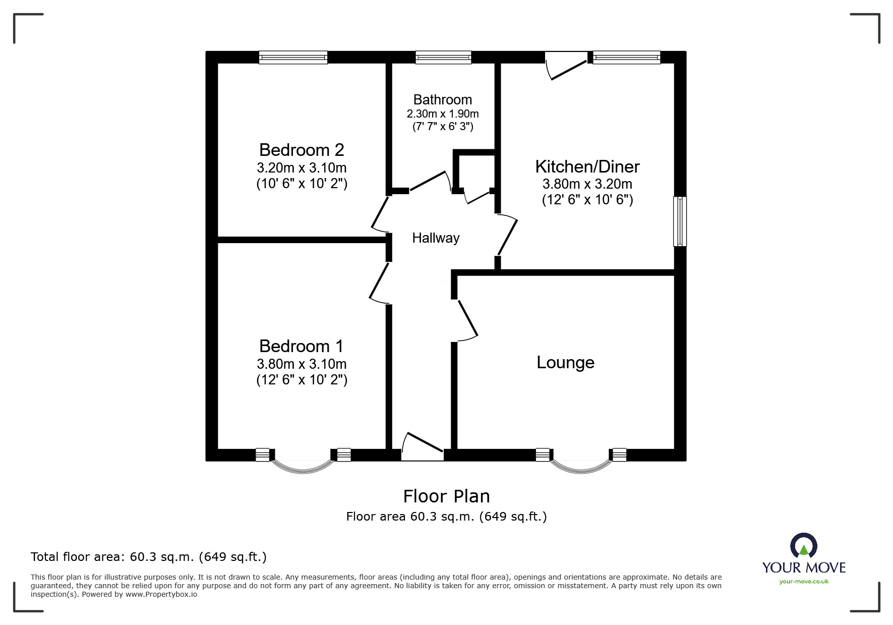 Floorplan of 2 bedroom Semi Detached Bungalow for sale, Primrose Way, Hoyland, Barnsley, S74