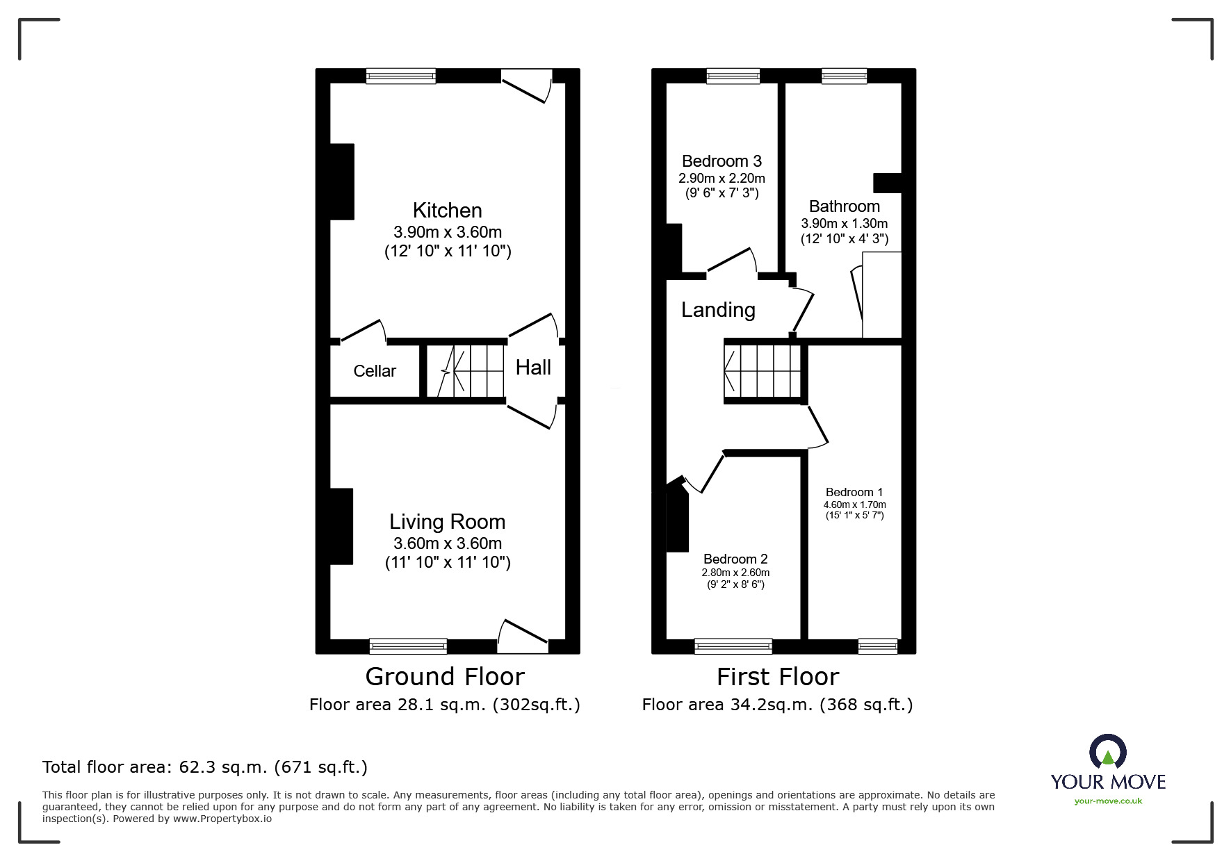 Floorplan of 3 bedroom Mid Terrace House for sale, Dovercourt Road, Rotherham, South Yorkshire, S61