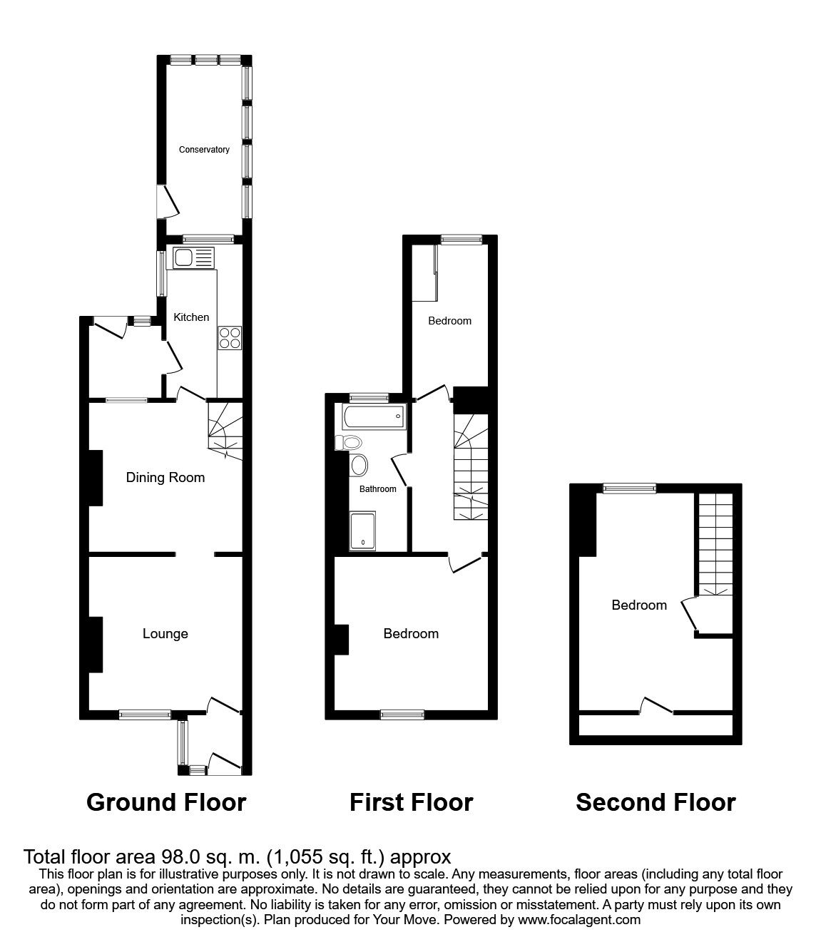 Floorplan of 3 bedroom Mid Terrace House for sale, Hesley Lane, Thorpe Hesley, South Yorkshire, S61