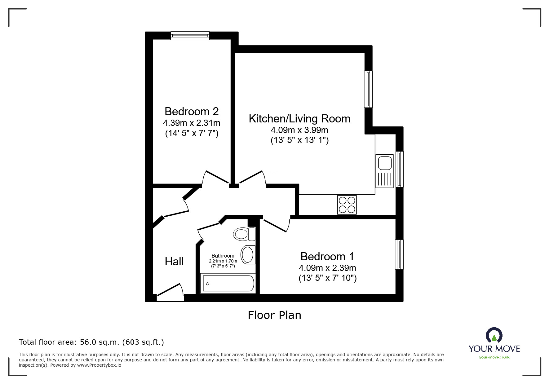 Floorplan of 2 bedroom Flat to rent, Grange Court, Wombwell, Barnsley, S73