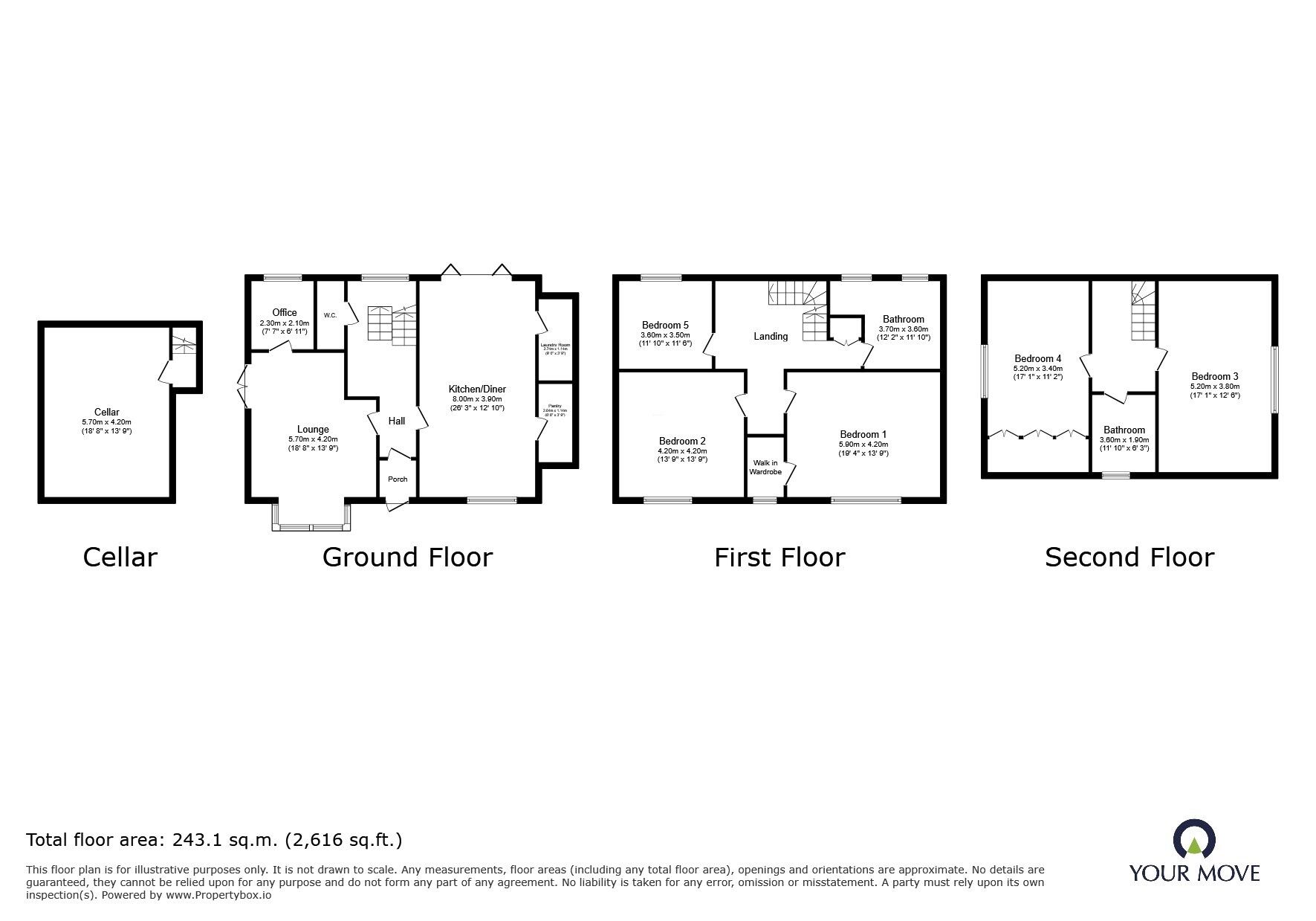 Floorplan of 5 bedroom Detached House for sale, White Lane, Chapeltown, Sheffield, S35