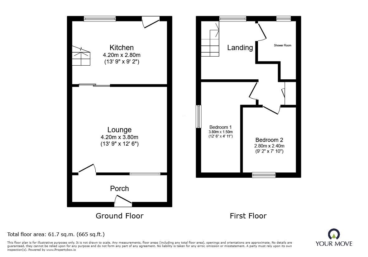 Floorplan of 2 bedroom End Terrace House for sale, Thompson Hill, High Green, Sheffield, S35