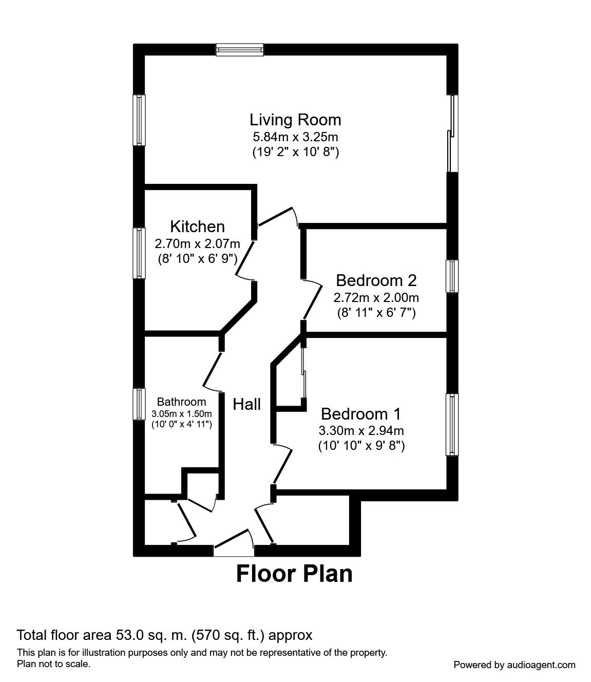 Floorplan of 2 bedroom Flat to rent, Armada Way, Chatham, Kent, ME4