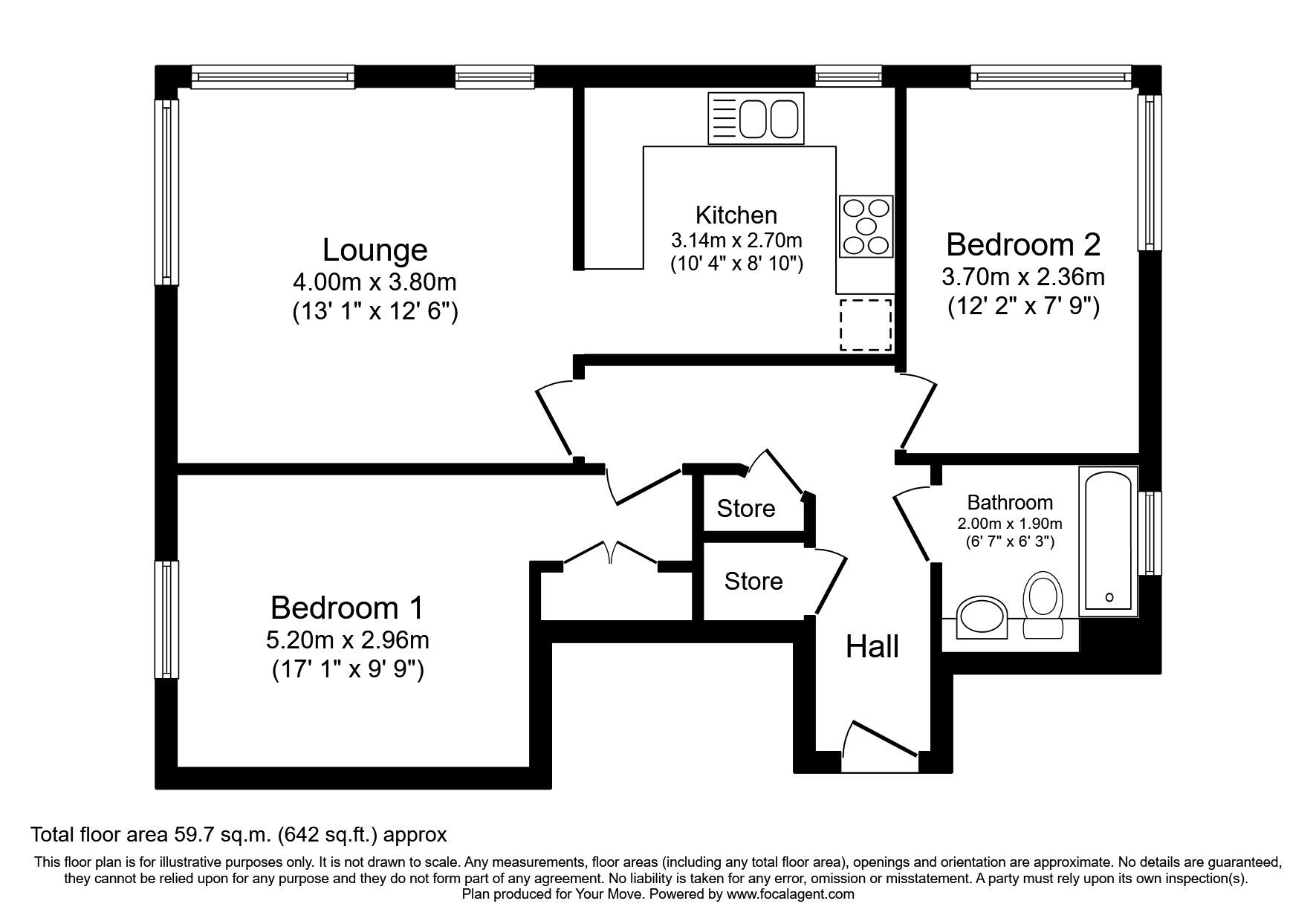 Floorplan of 2 bedroom Flat to rent, Henrietta Chase, St. Marys Island, Kent, ME4