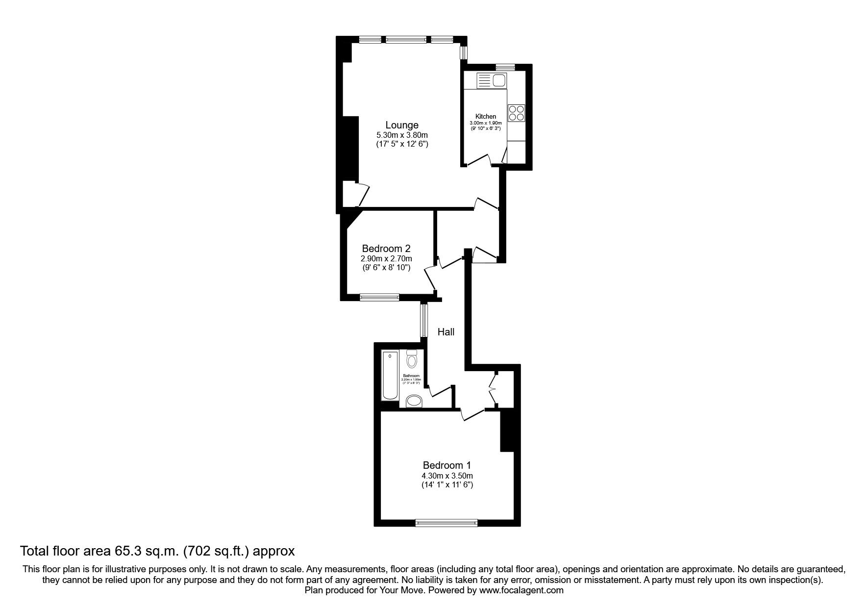 Floorplan of 2 bedroom  Flat to rent, Maidstone Road, Chatham, Kent, ME4