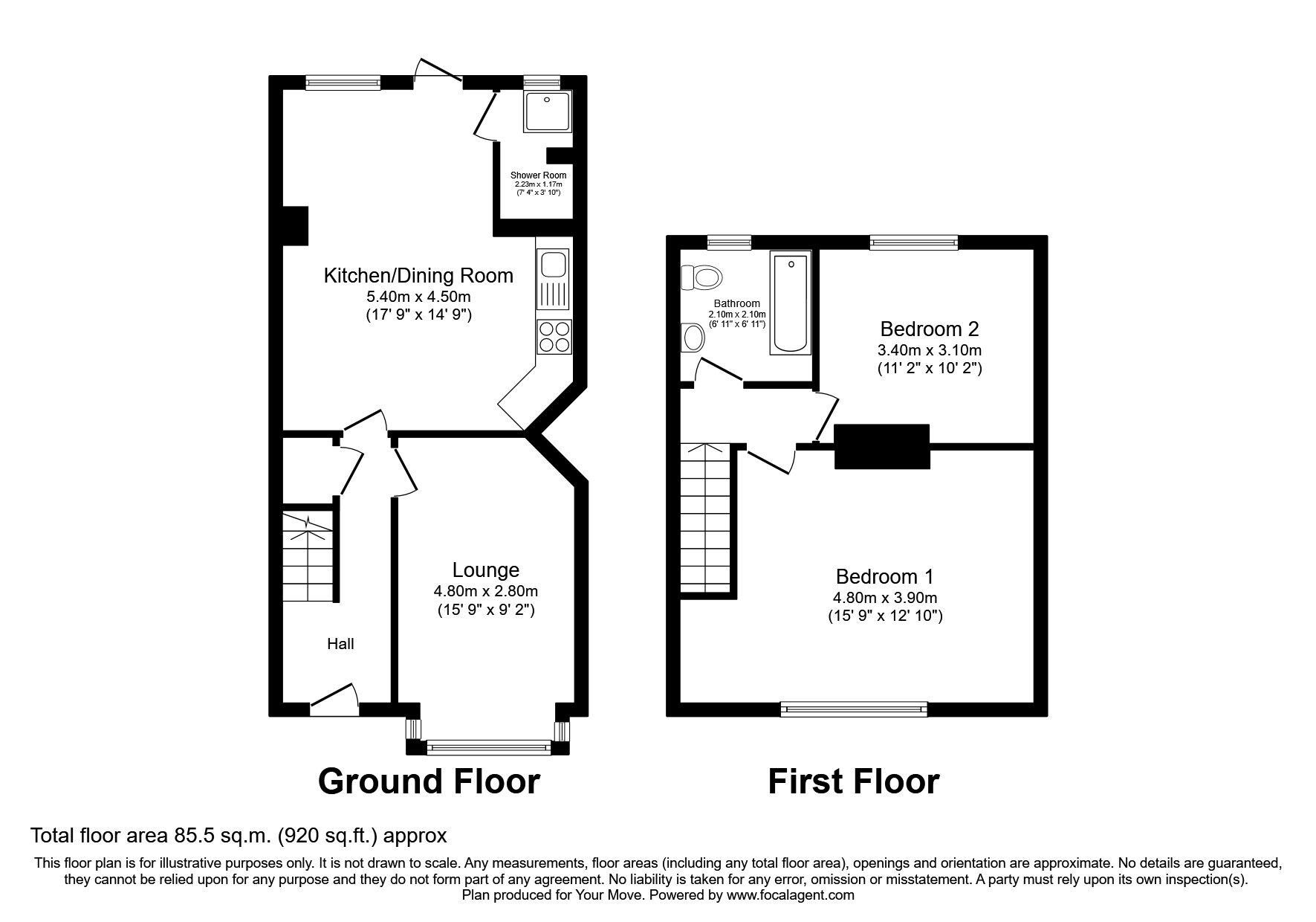 Floorplan of 2 bedroom Mid Terrace House to rent, Victoria Road, Chatham, Kent, ME4
