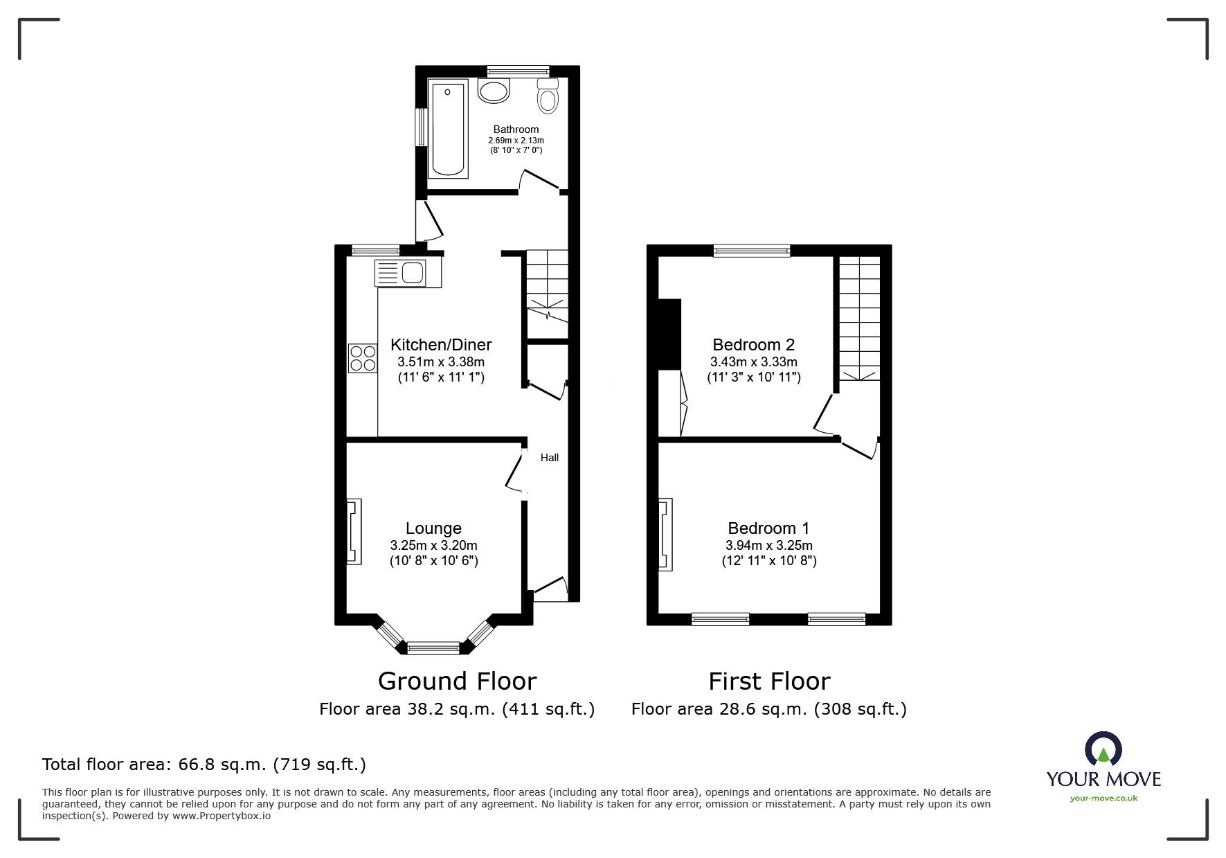 Floorplan of 2 bedroom Mid Terrace House for sale, Ernest Road, Chatham, Kent, ME4