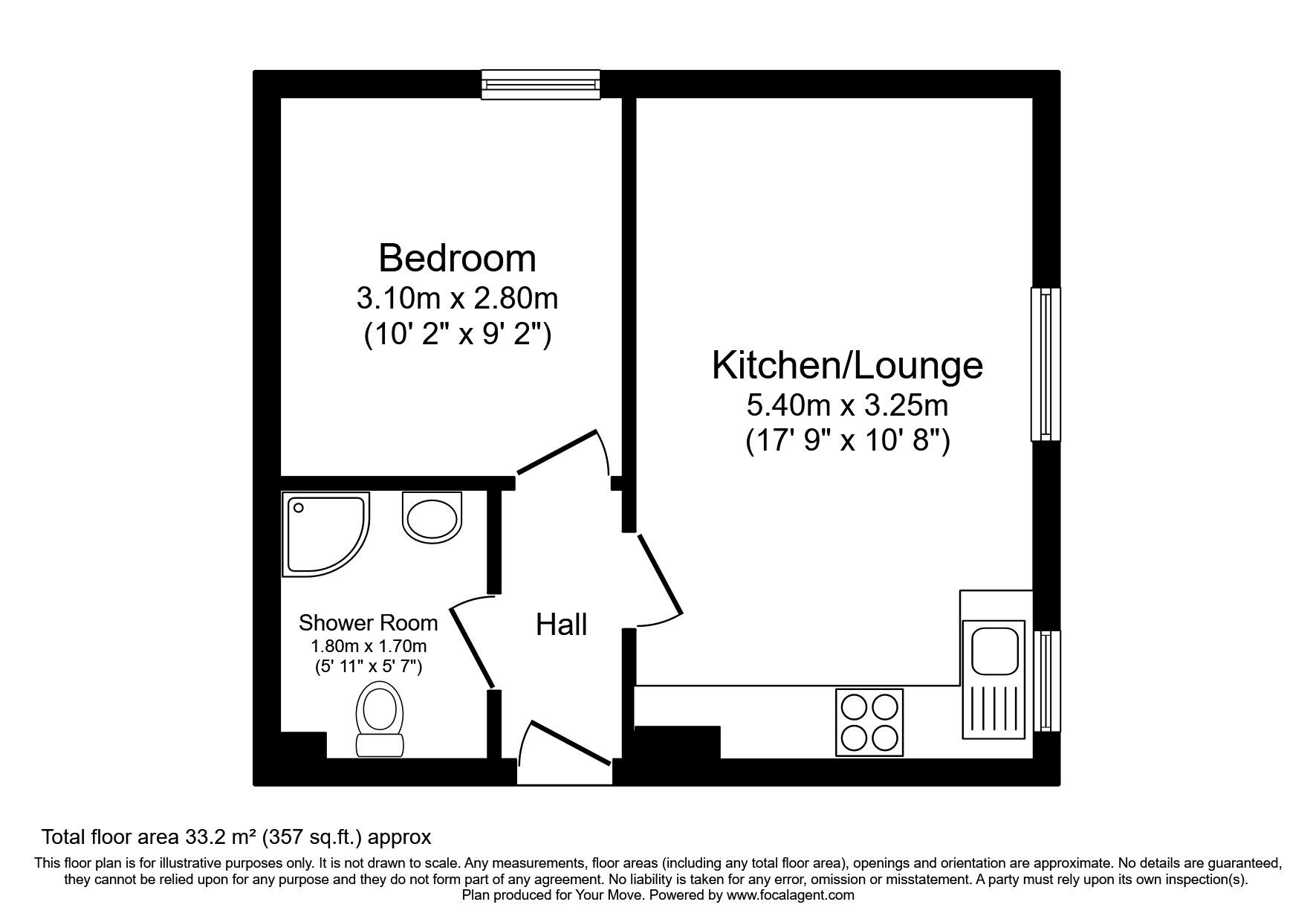 Floorplan of 1 bedroom  Flat for sale, Chatham Hill, Chatham, Kent, ME5