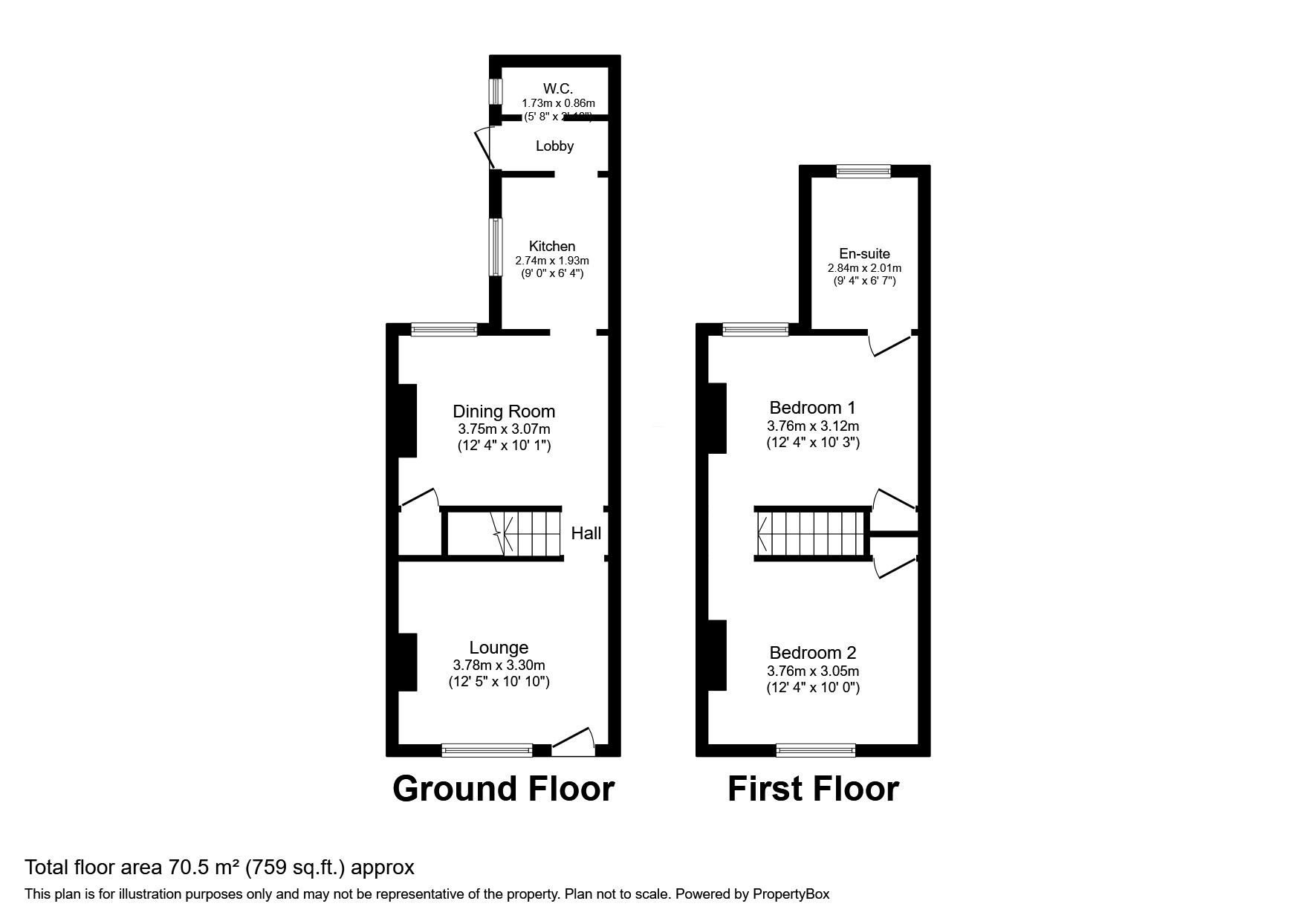 Floorplan of 2 bedroom Mid Terrace House for sale, Castle Road, Chatham, Kent, ME4