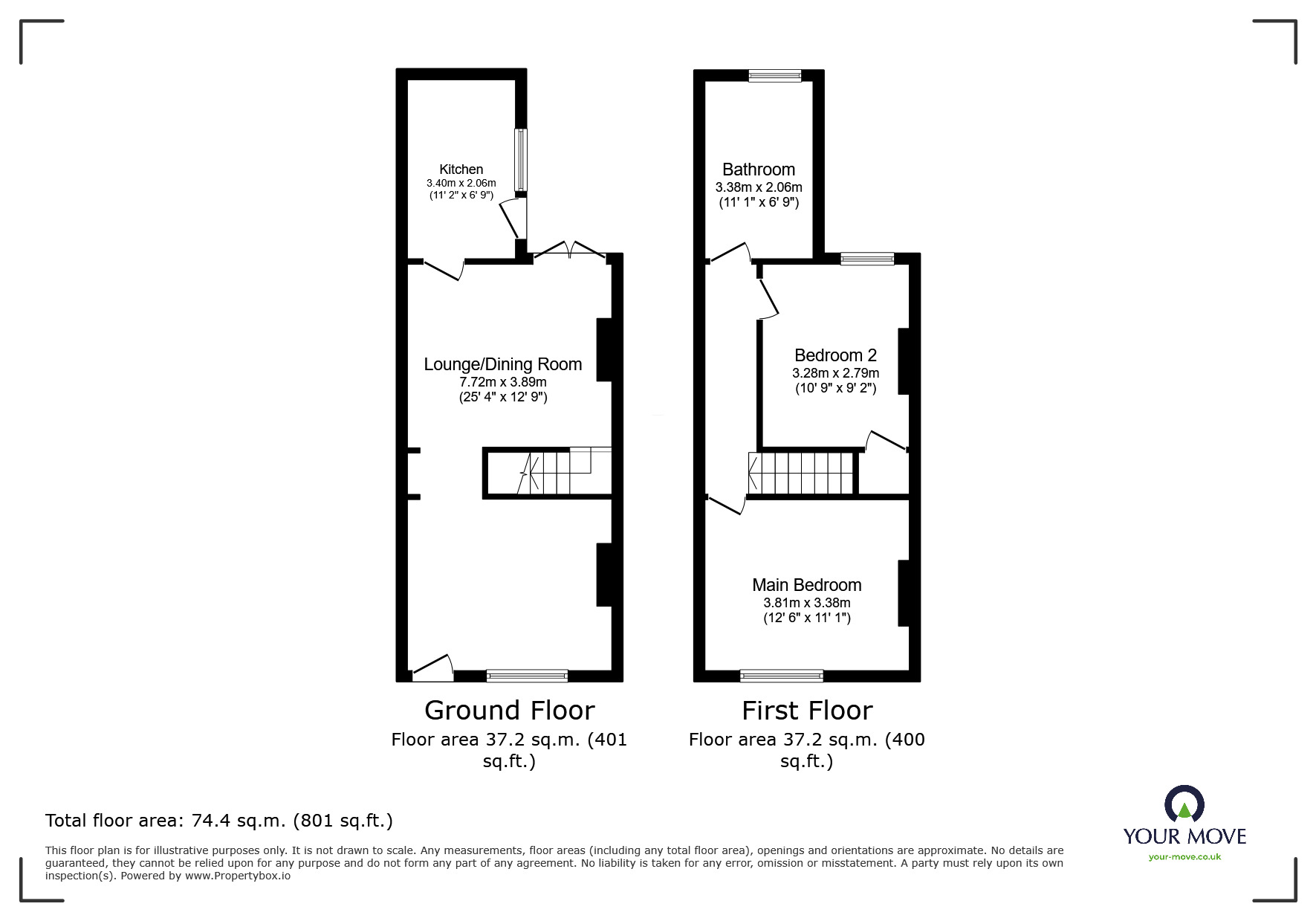 Floorplan of 2 bedroom Semi Detached House for sale, The Mount, Chatham, Kent, ME4