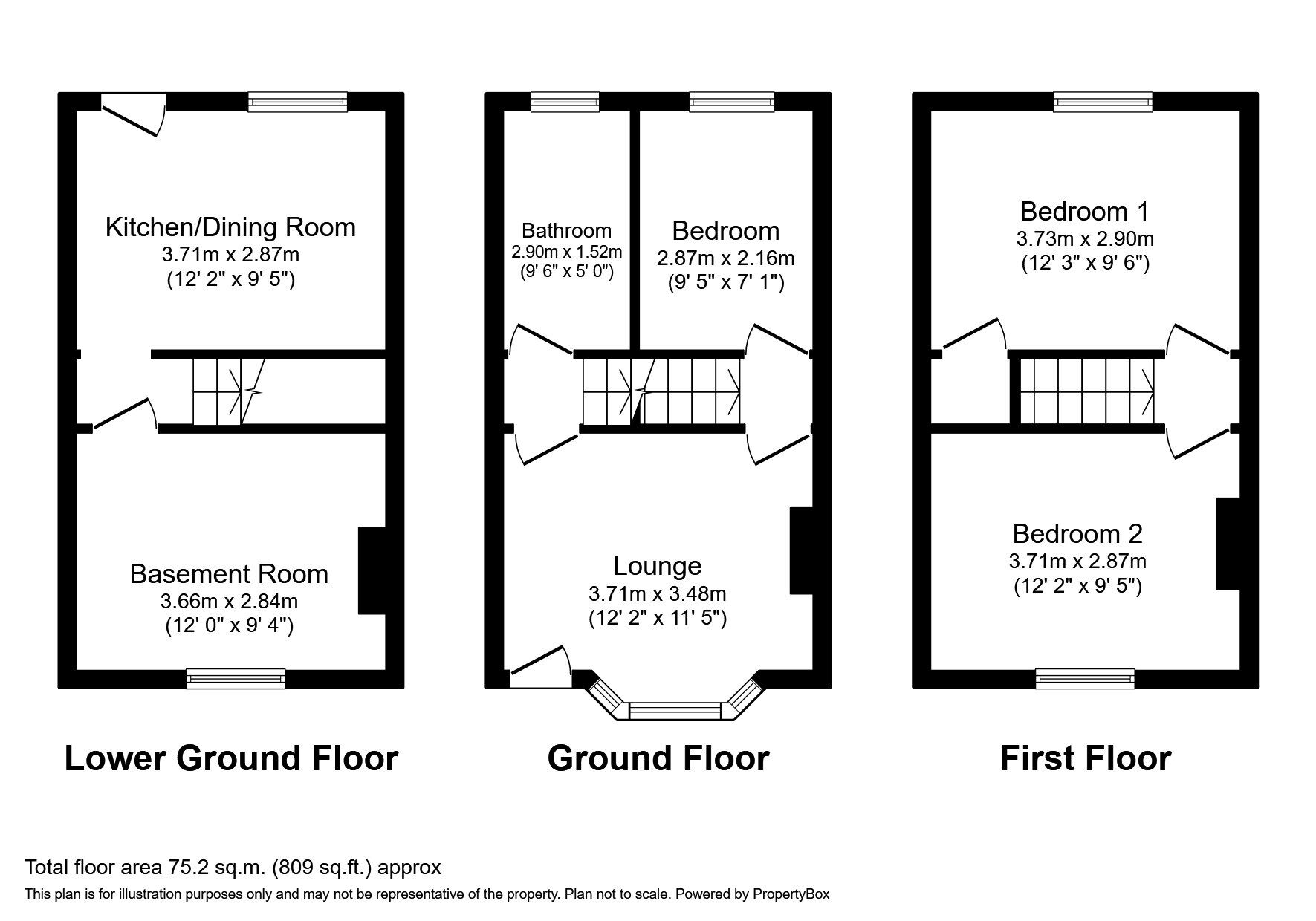 Floorplan of 3 bedroom Mid Terrace House for sale, Seymour Road, Chatham, Kent, ME5
