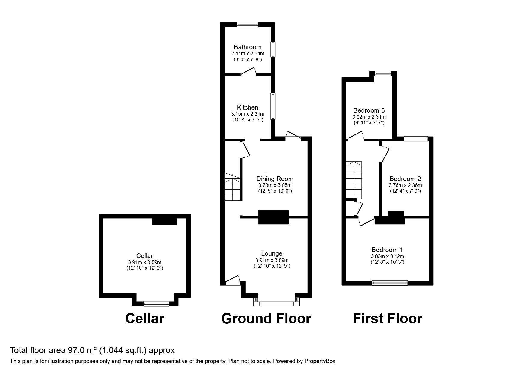 Floorplan of 3 bedroom Mid Terrace House for sale, Wyndham Road, Chatham, Kent, ME4