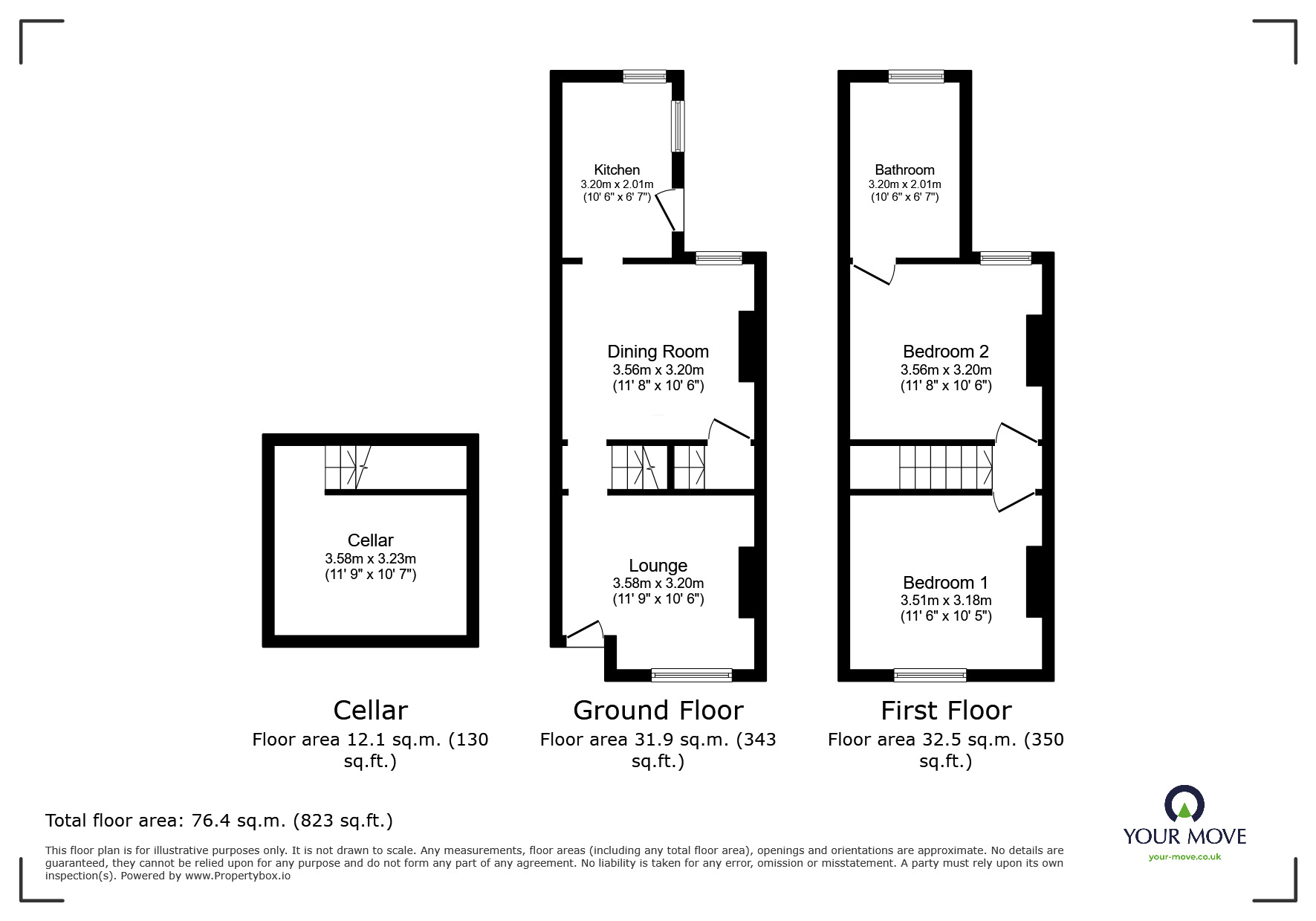 Floorplan of 2 bedroom Mid Terrace House for sale, Edinburgh Road, Chatham, Kent, ME4