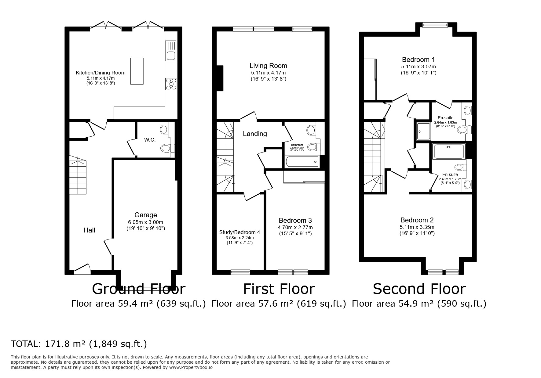 Floorplan of 4 bedroom End Terrace House for sale, Rosewell Rise, Chatham, Kent, ME4