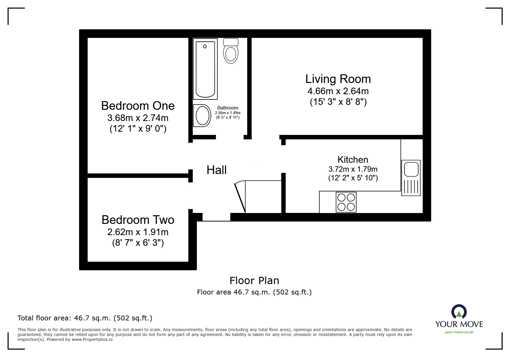Floorplan of 2 bedroom  Flat to rent, Berkeley Mount, Old Road, Kent, ME4