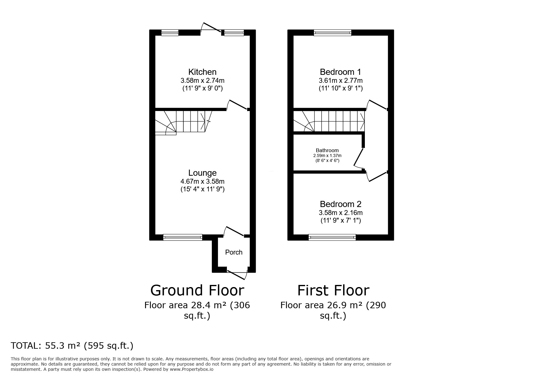 Floorplan of 2 bedroom Mid Terrace House for sale, Port Rise, Chatham, Kent, ME4