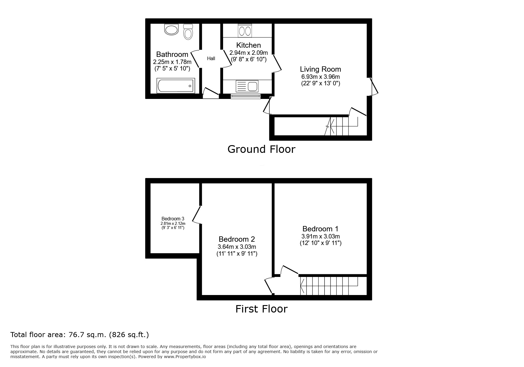Floorplan of 3 bedroom Mid Terrace House to rent, Leopold Road, Chatham, Kent, ME4