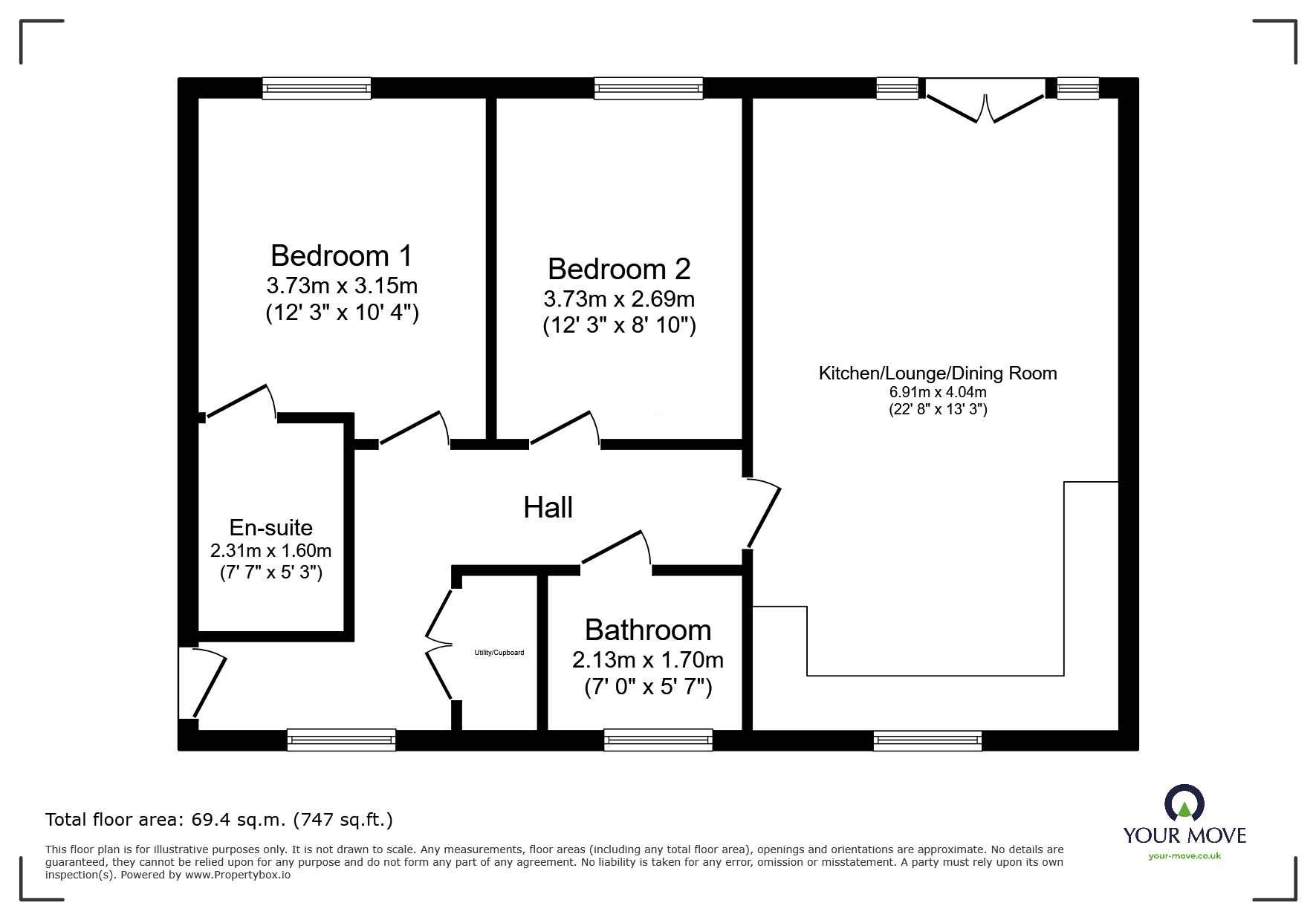 Floorplan of 2 bedroom  Flat for sale, Birkdale Close, Chatham, Kent, ME5