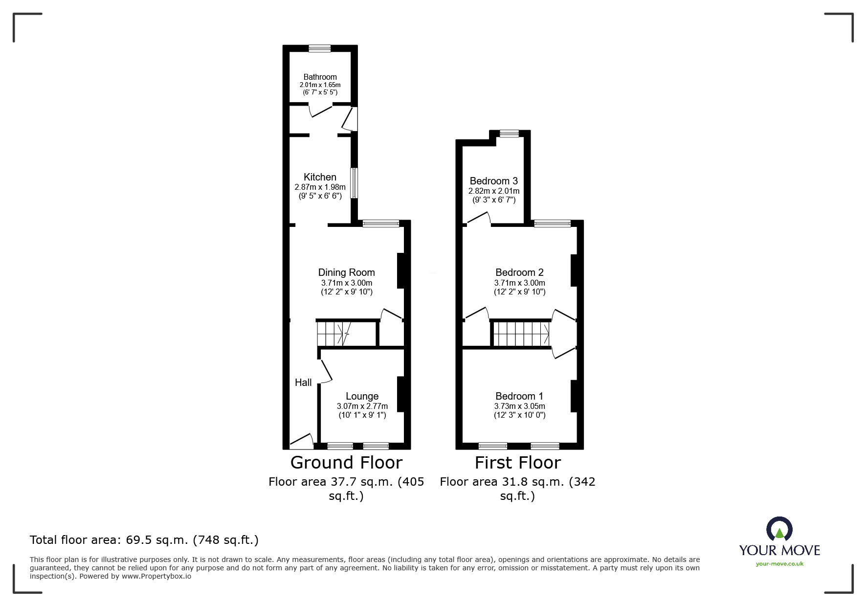 Floorplan of 3 bedroom Mid Terrace House for sale, Glencoe Road, Chatham, Kent, ME4