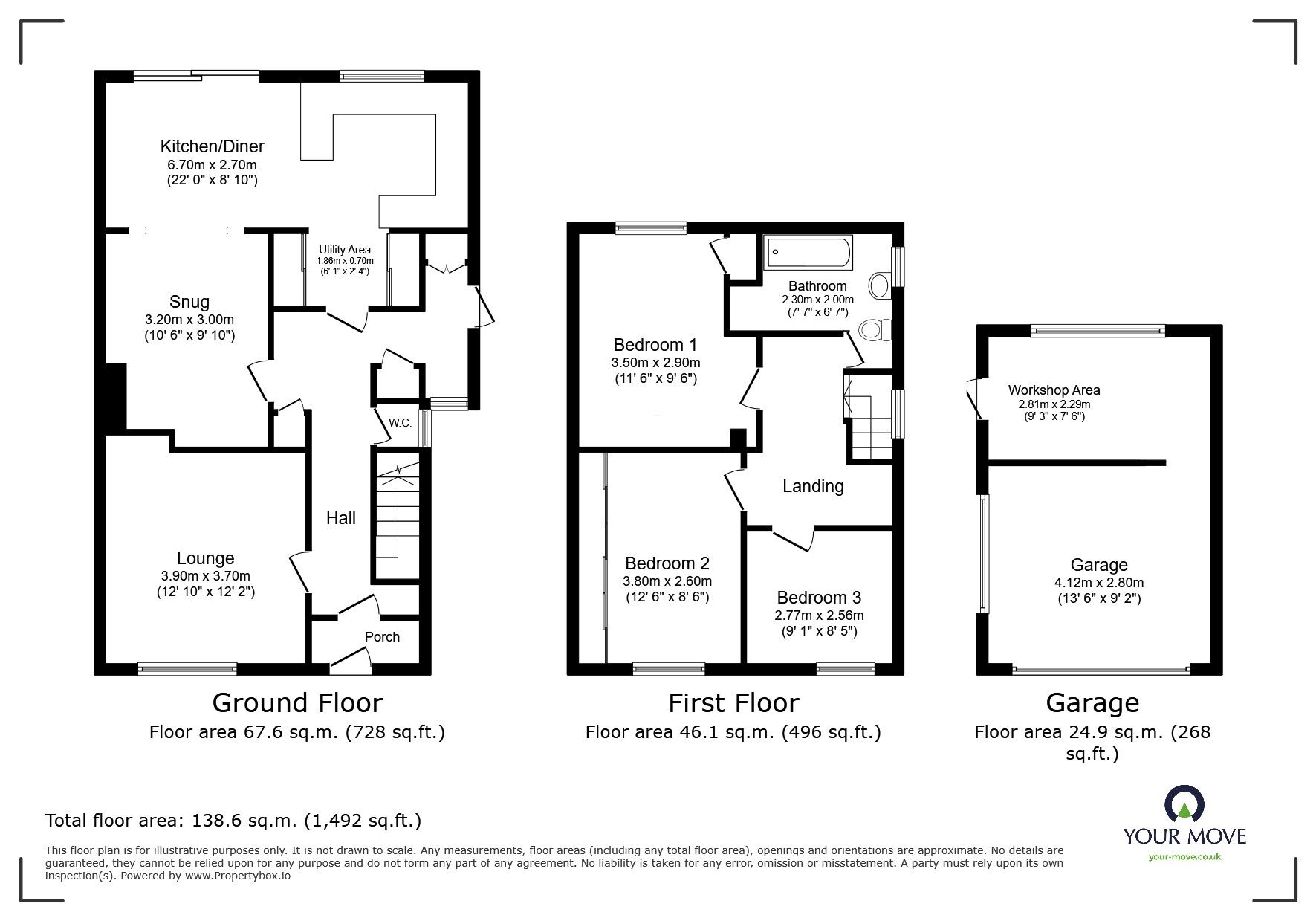 Floorplan of 3 bedroom Semi Detached House for sale, Shelley Road, Maidstone, Kent, ME16