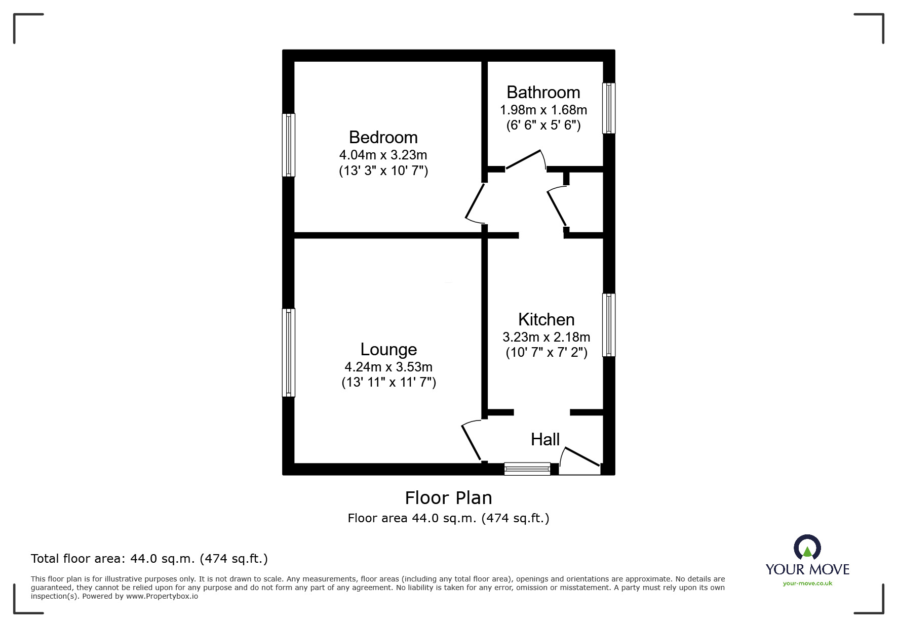 Floorplan of 1 bedroom  Flat for sale, Chatham Grove, Chatham, Kent, ME4