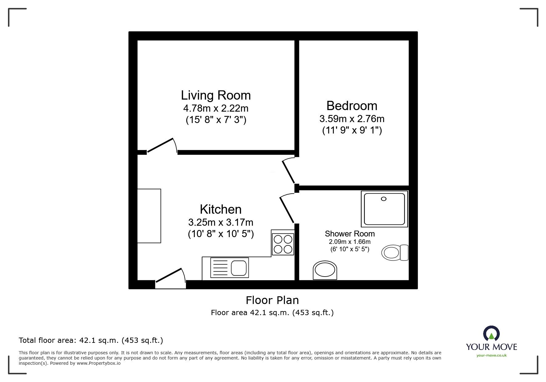 Floorplan of 1 bedroom  Flat to rent, Purbeck Road, Chatham, Kent, ME4