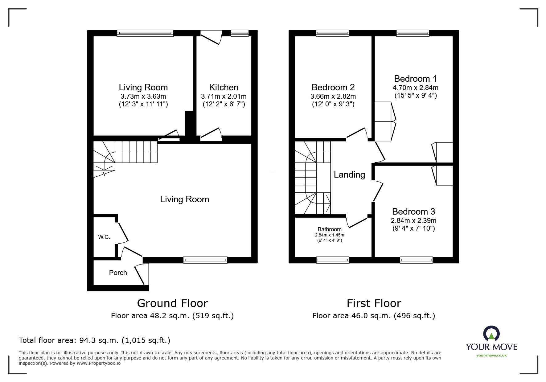 Floorplan of 3 bedroom Mid Terrace House for sale, Joiners Court, Shipwrights Avenue, Kent, ME4