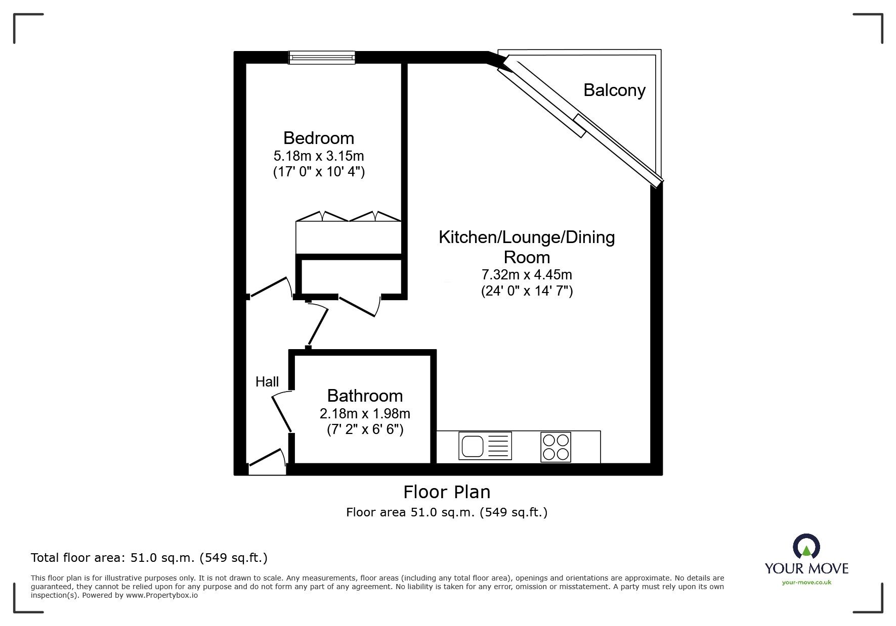 Floorplan of 1 bedroom  Flat for sale, The Eye, Barrier Road, Chatham, Kent, ME4