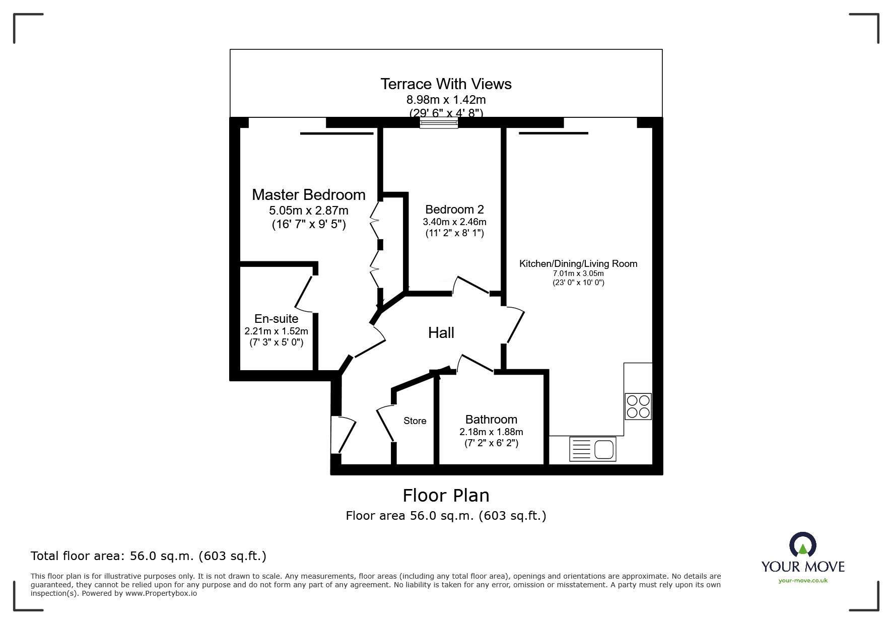 Floorplan of 2 bedroom  Flat for sale, Watersmeet, St. Marys Island, Kent, ME4