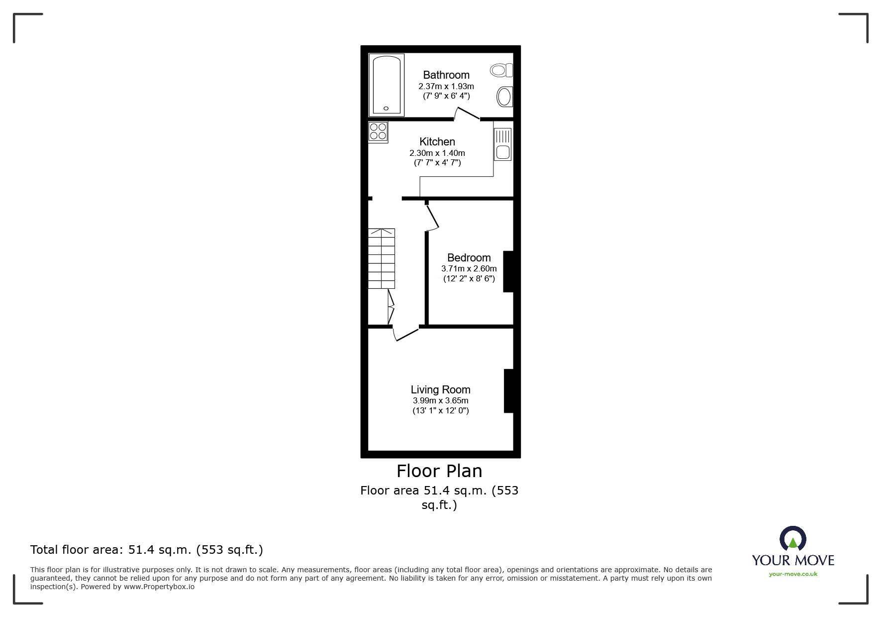 Floorplan of 1 bedroom  Flat to rent, Dale Street, Chatham, Kent, ME4