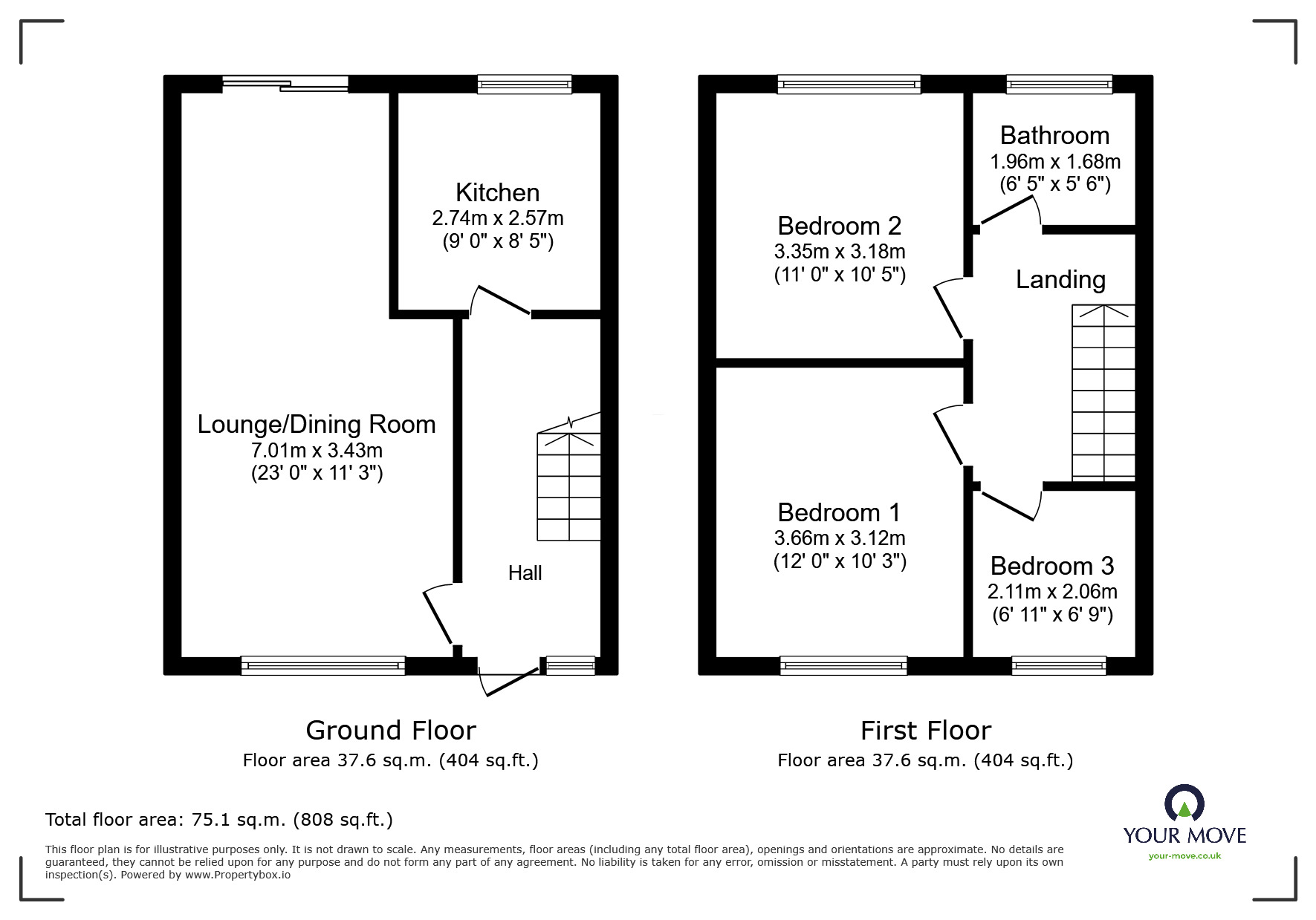 Floorplan of 3 bedroom Semi Detached House for sale, Crestway, Chatham, Kent, ME5
