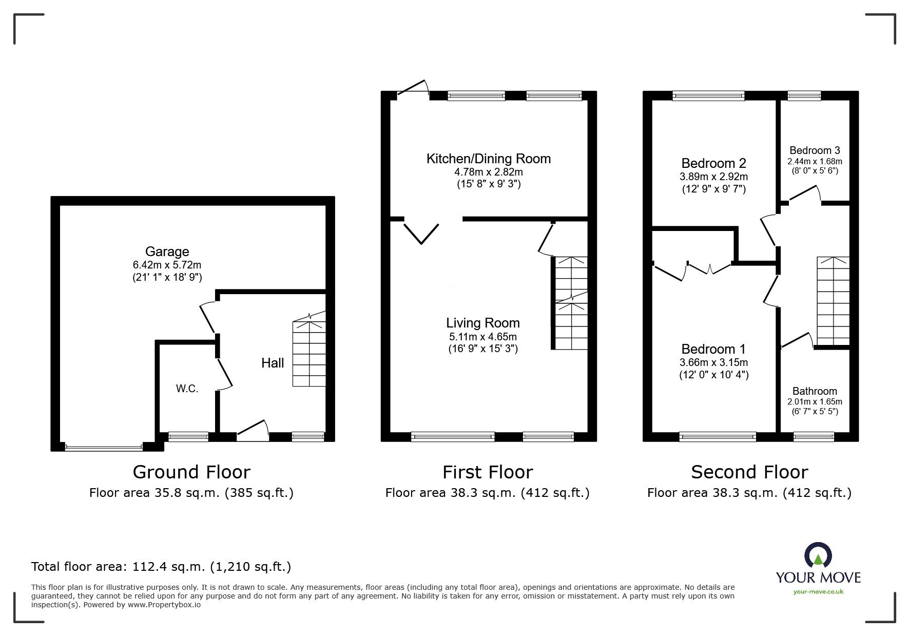 Floorplan of 3 bedroom Mid Terrace House for sale, Kemp Close, Chatham, Kent, ME5