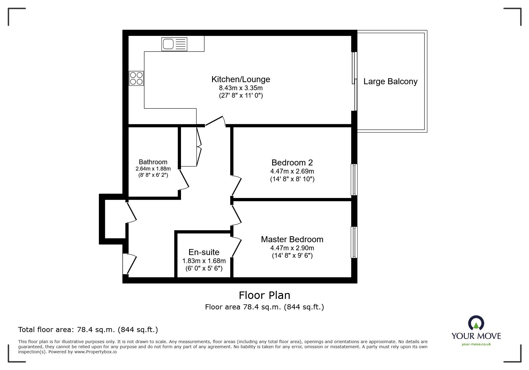 Floorplan of 2 bedroom  Flat for sale, Starboard Crescent, Chatham, Kent, ME4
