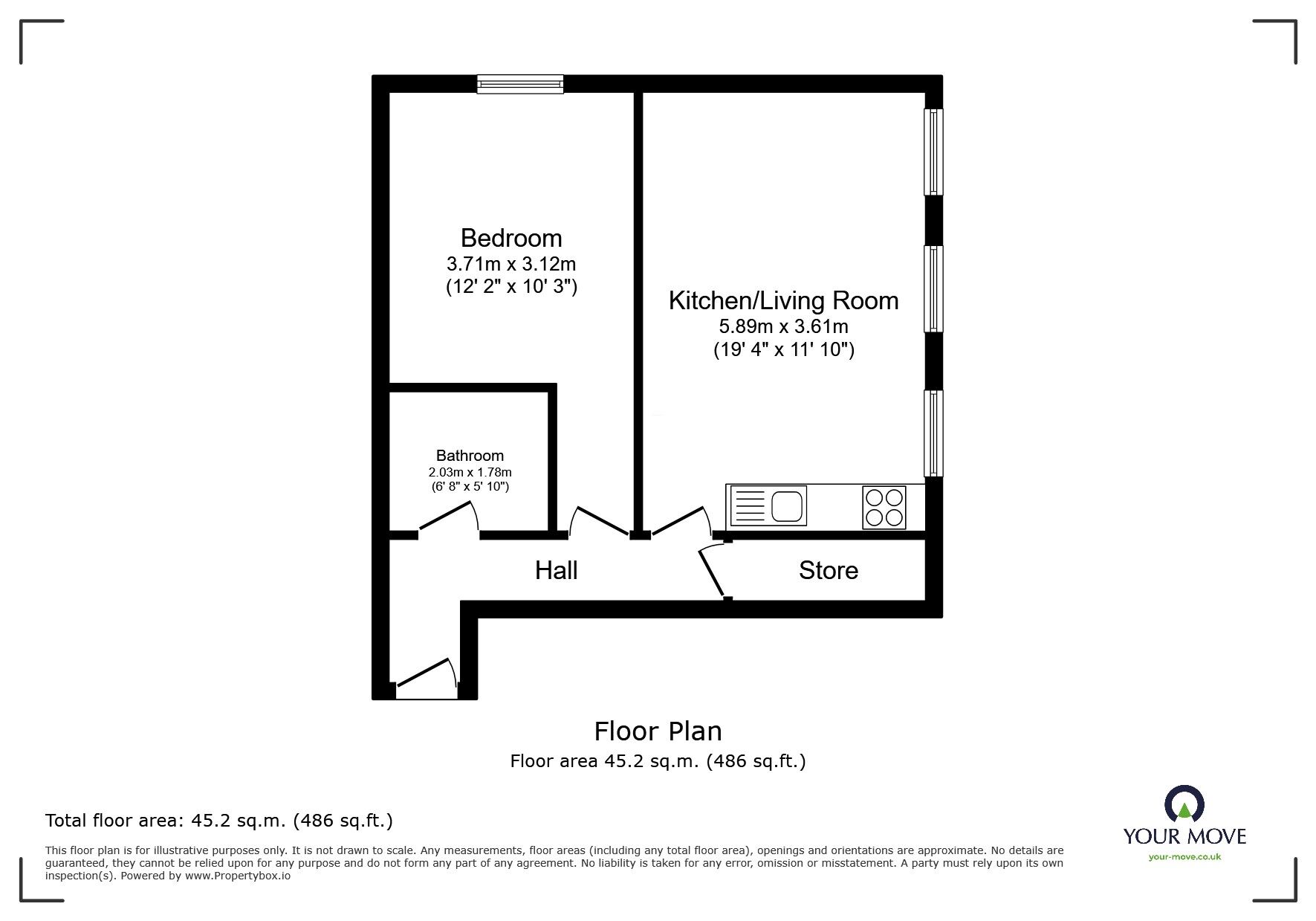 Floorplan of 1 bedroom  Flat for sale, Flat 3, Gundulph Road, Chatham, Kent, ME4