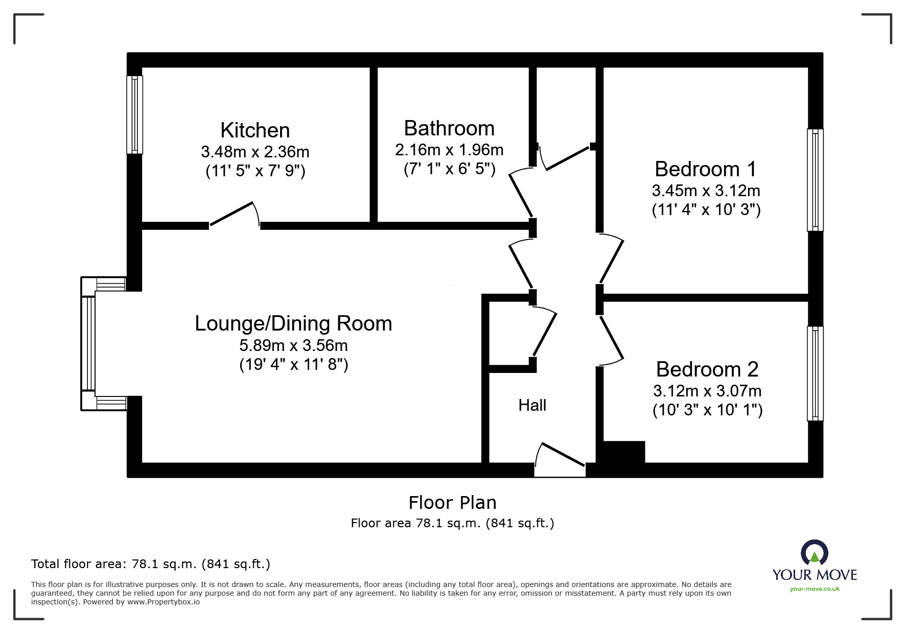 Floorplan of 2 bedroom  Flat for sale, Chilham Close, Chatham, Kent, ME4