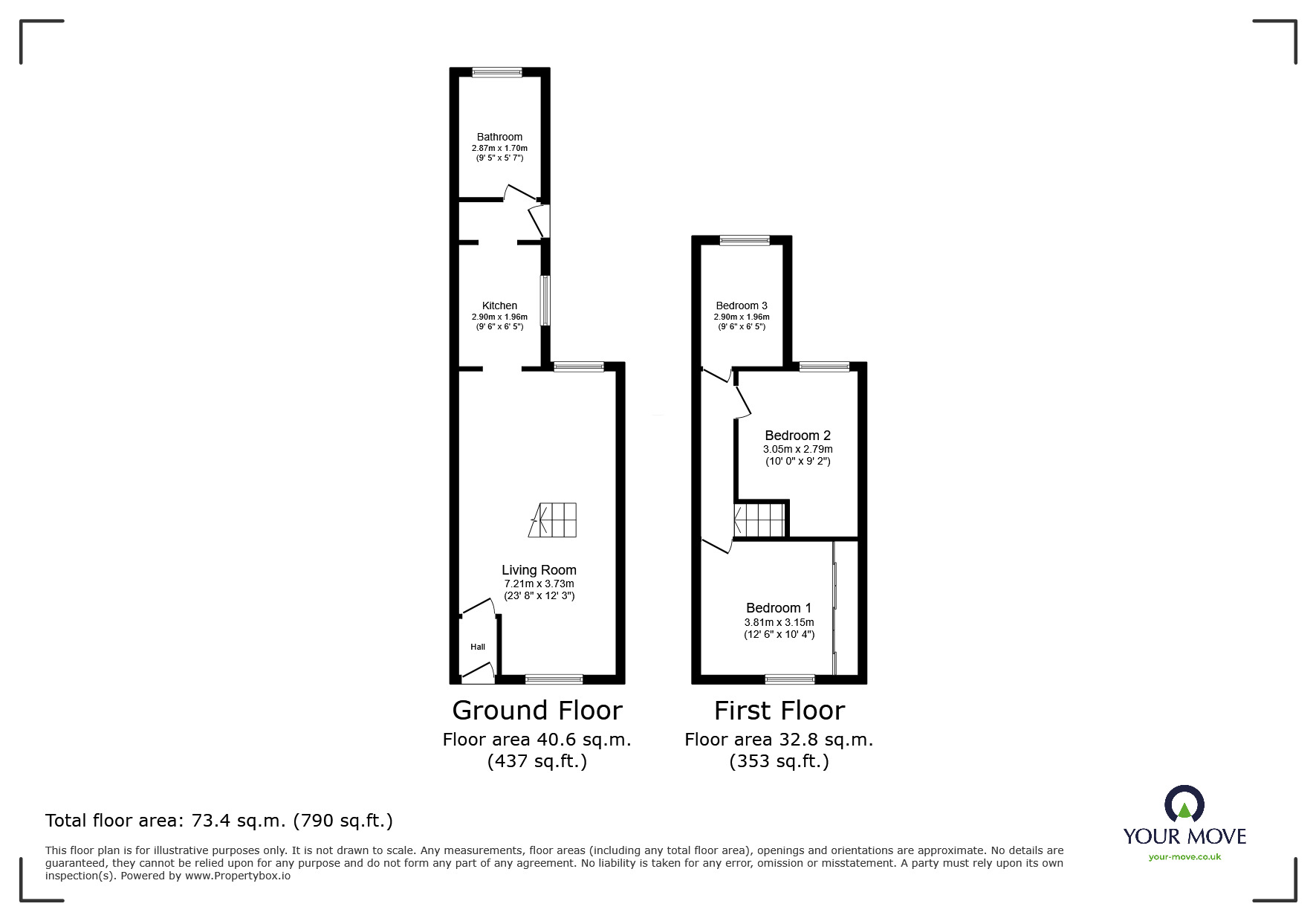 Floorplan of 3 bedroom Mid Terrace House for sale, Waghorn Street, Chatham, Kent, ME4