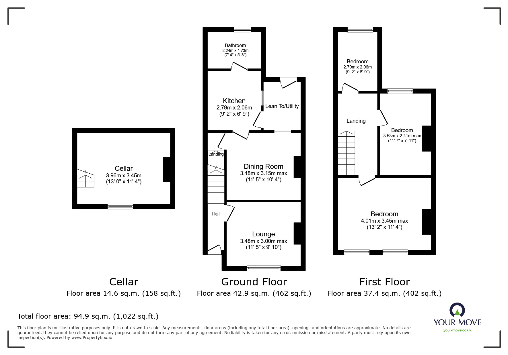 Floorplan of 3 bedroom Mid Terrace House for sale, Lester Road, Chatham, Kent, ME4