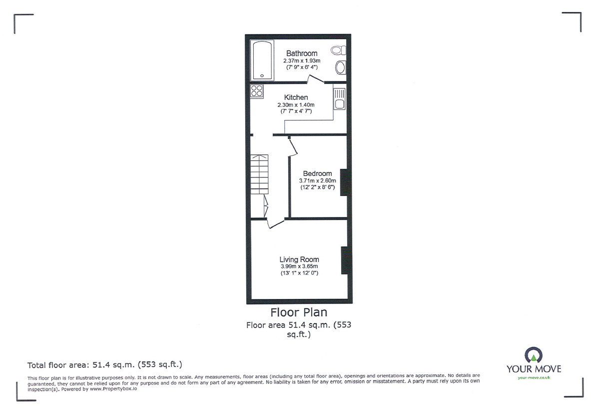 Floorplan of 1 bedroom Mid Terrace Flat to rent, Dale Street, Chatham, Kent, ME4