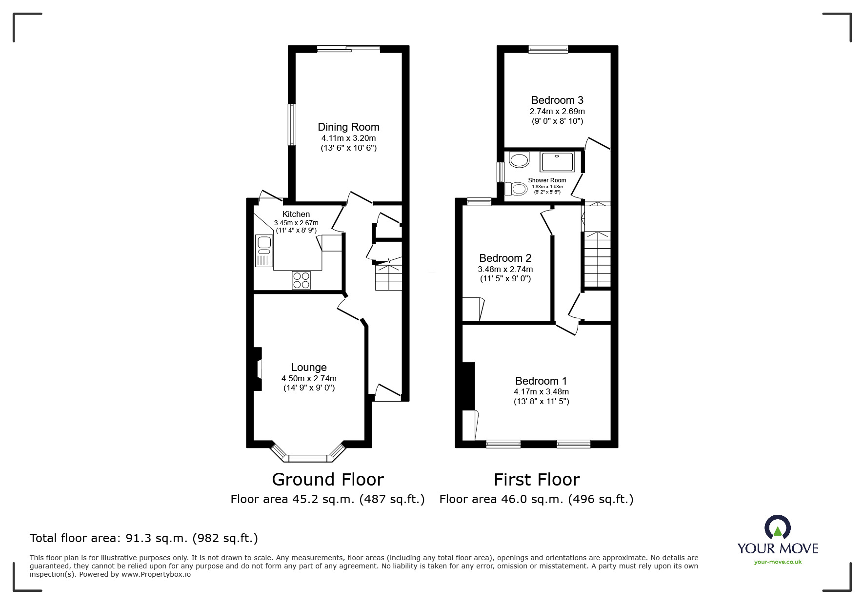 Floorplan of 3 bedroom Mid Terrace House for sale, Lansdowne Road, Chatham, Kent, ME4