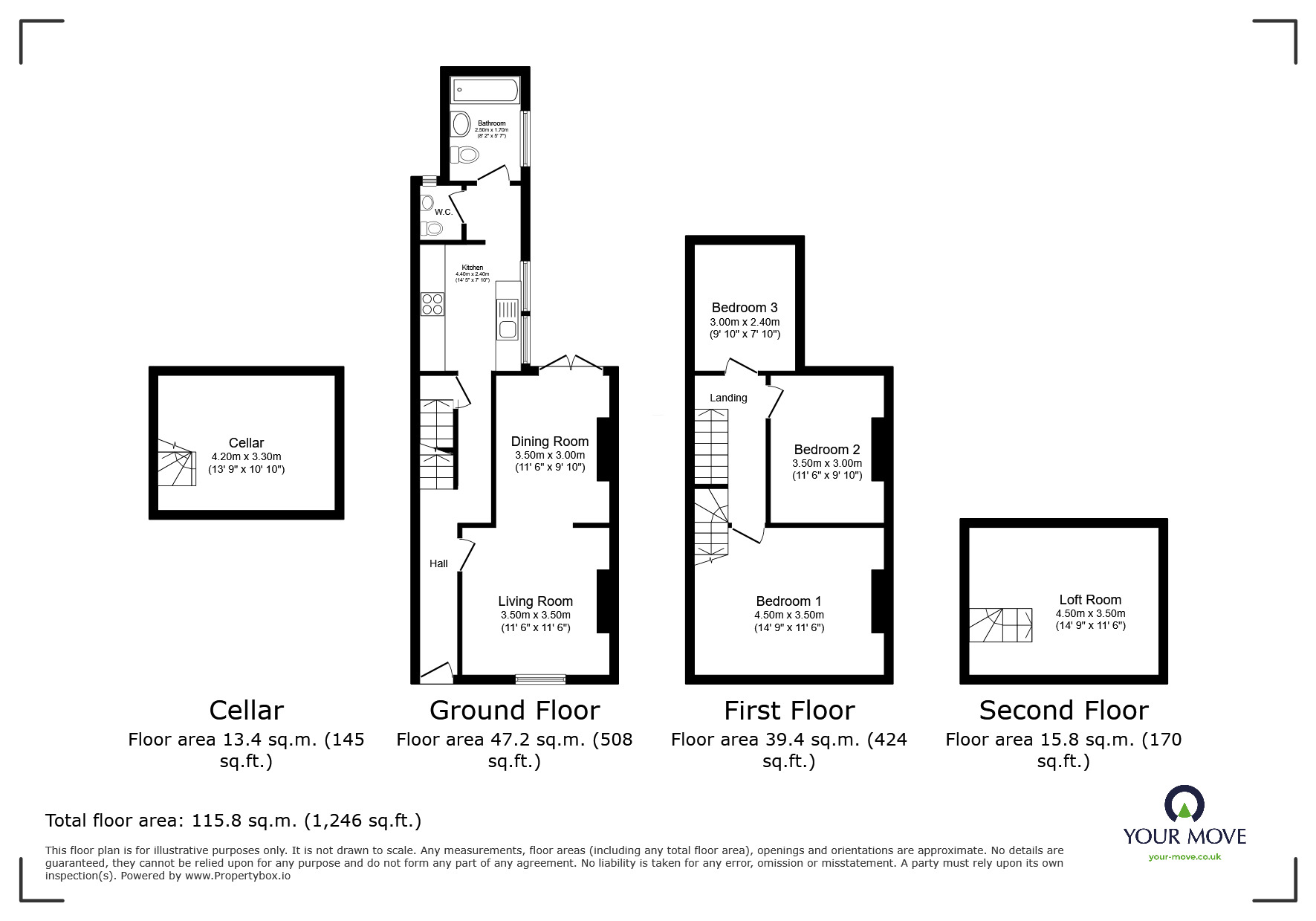 Floorplan of 3 bedroom Mid Terrace House to rent, Herman Terrace, Chatham, Kent, ME4