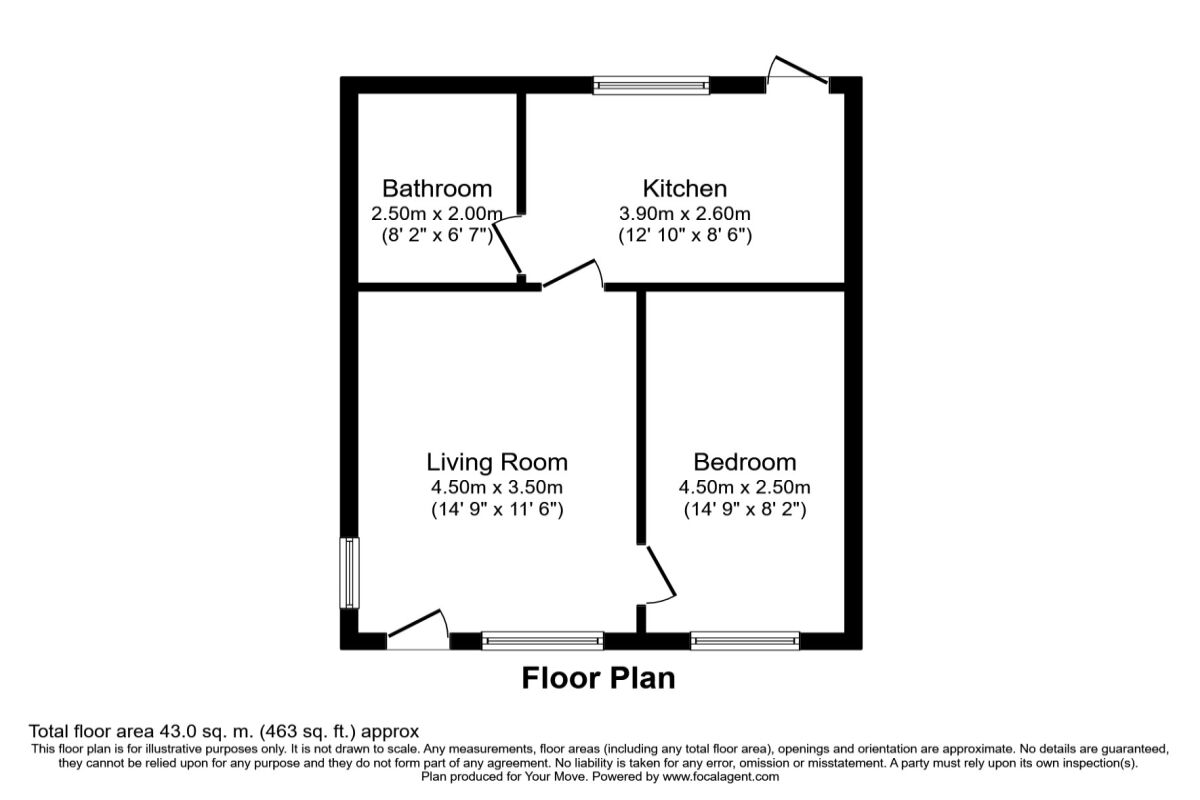 Floorplan of 1 bedroom  Flat to rent, Purbeck Road, Chatham, Kent, ME4