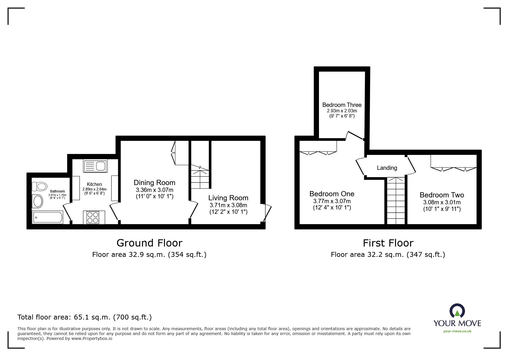 Floorplan of 3 bedroom Mid Terrace House to rent, Portland Street, Chatham, Kent, ME4
