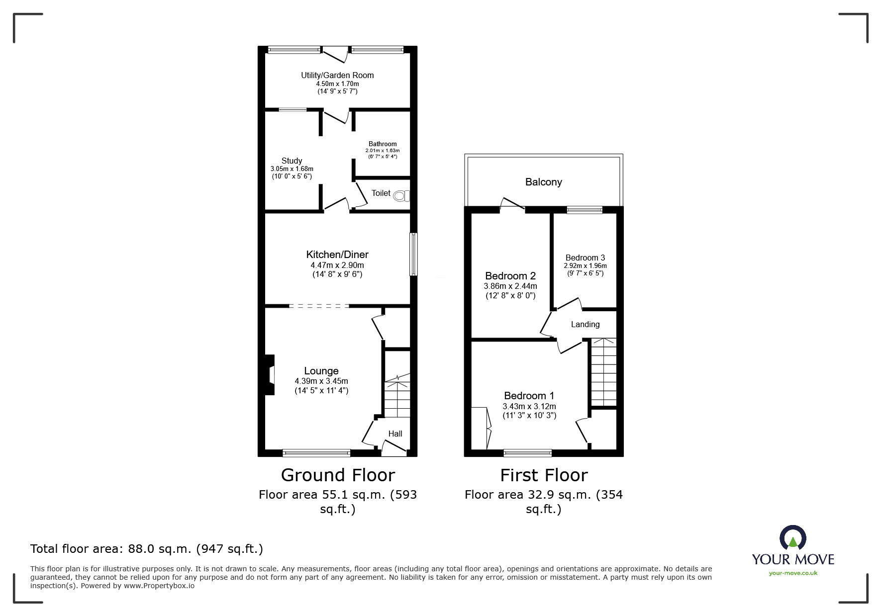 Floorplan of 3 bedroom End Terrace House for sale, Kitchener Avenue, Chatham, Kent, ME4