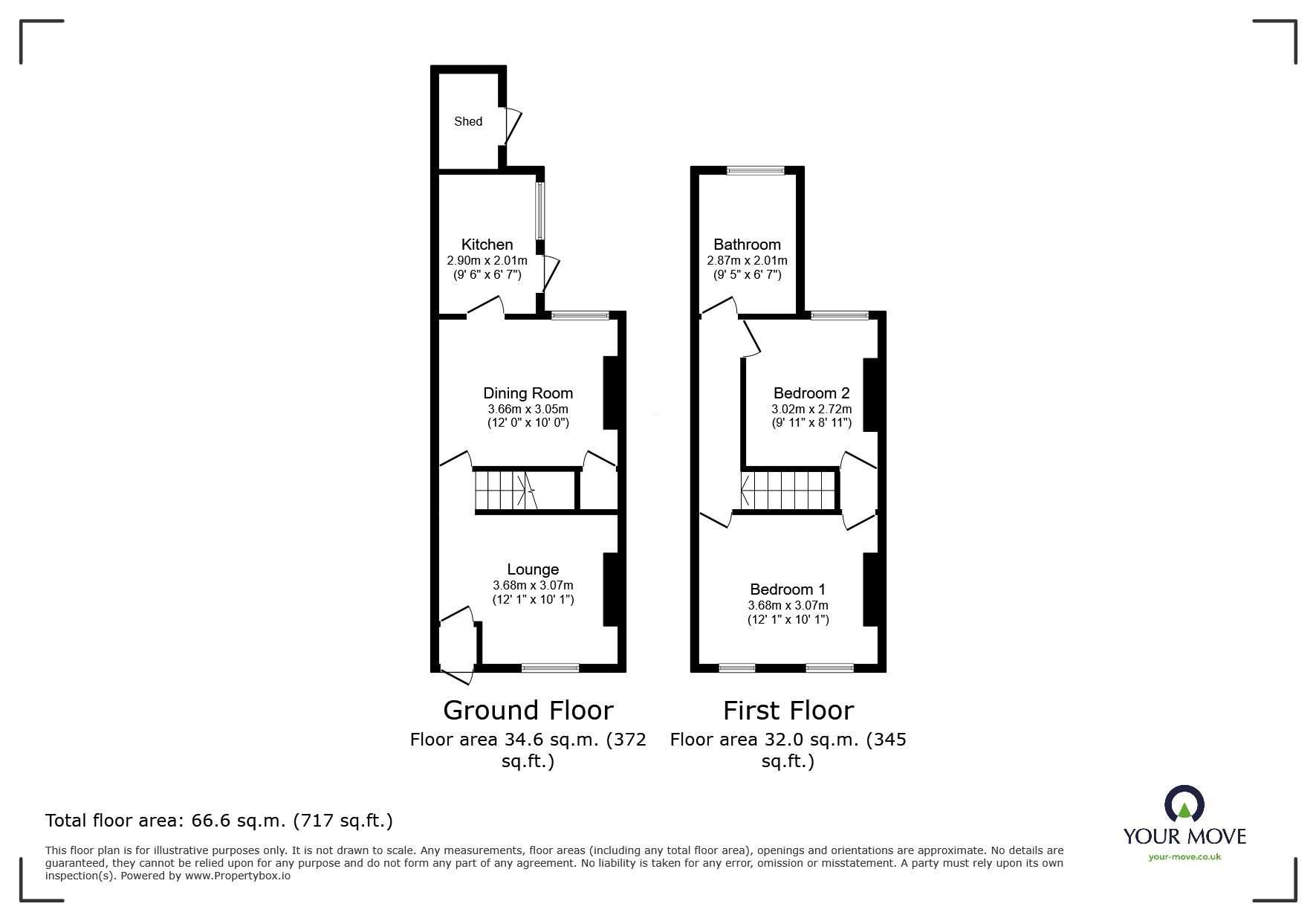 Floorplan of 2 bedroom Mid Terrace House for sale, Glencoe Road, Chatham, Kent, ME4