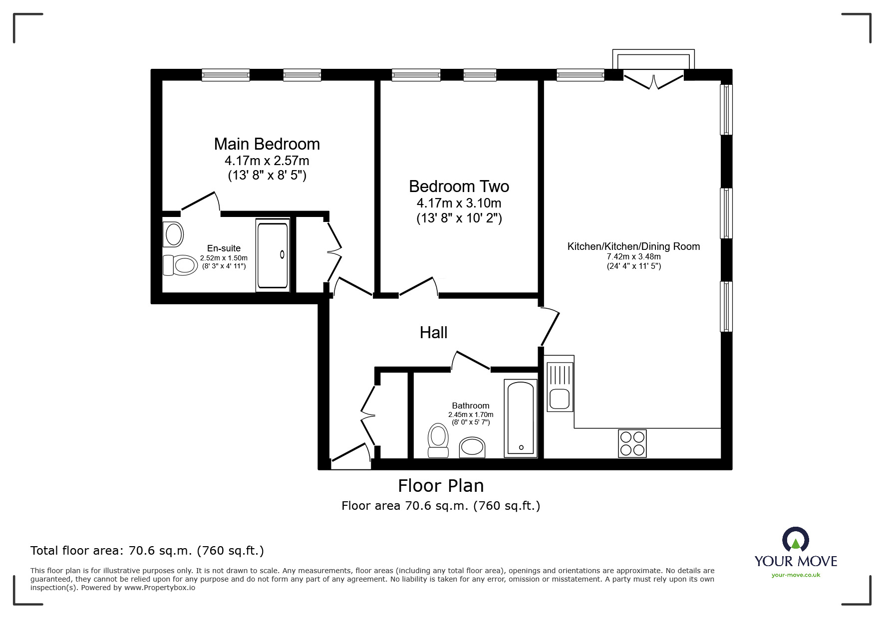 Floorplan of 2 bedroom  Flat to rent, Dock Head Road, Chatham, Kent, ME4