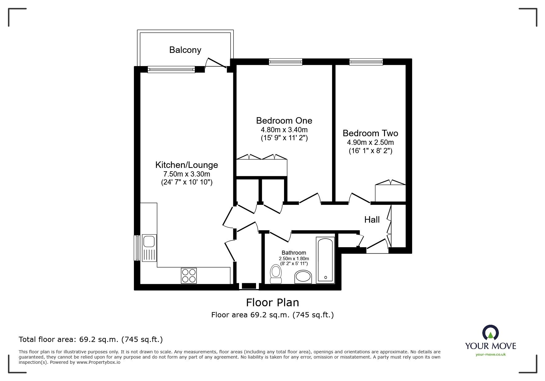 Floorplan of 2 bedroom  Flat to rent, Bryant Street, Chatham, Kent, ME4