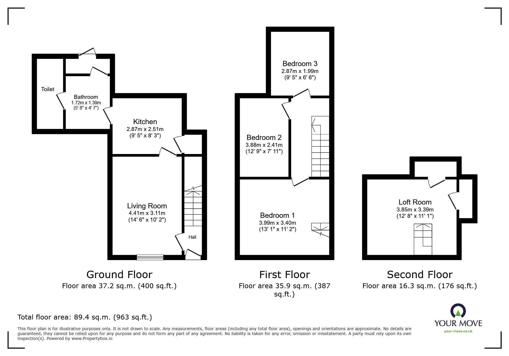 Floorplan of 3 bedroom Mid Terrace House to rent, Underdown Avenue, Chatham, Kent, ME4